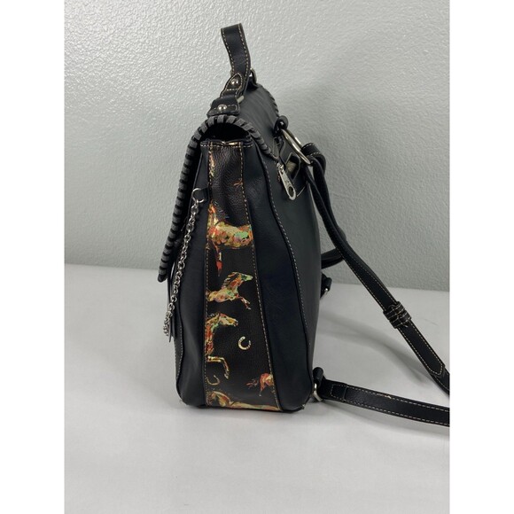 Montana West Backpack Purse Horse Black Leather Concealed Studded - Picture 3 of 8